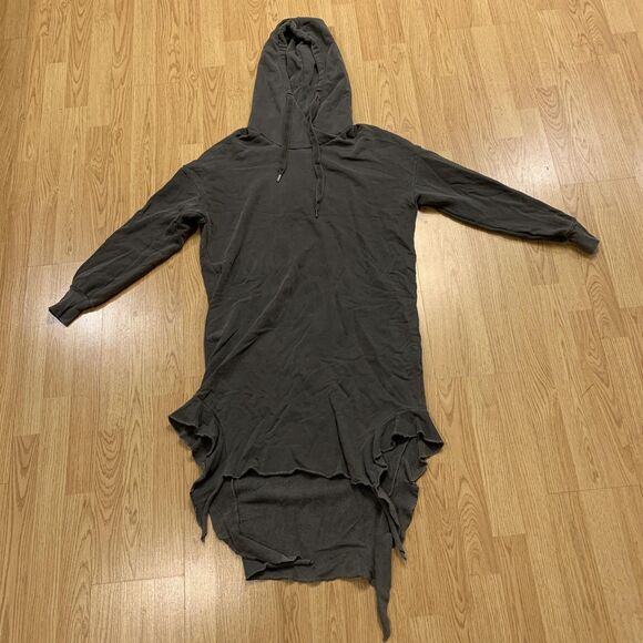 NSF Tops - NSF Sweater Dress Womens Small Gray Hooded Asymmetrical Hem French Terry BOHO